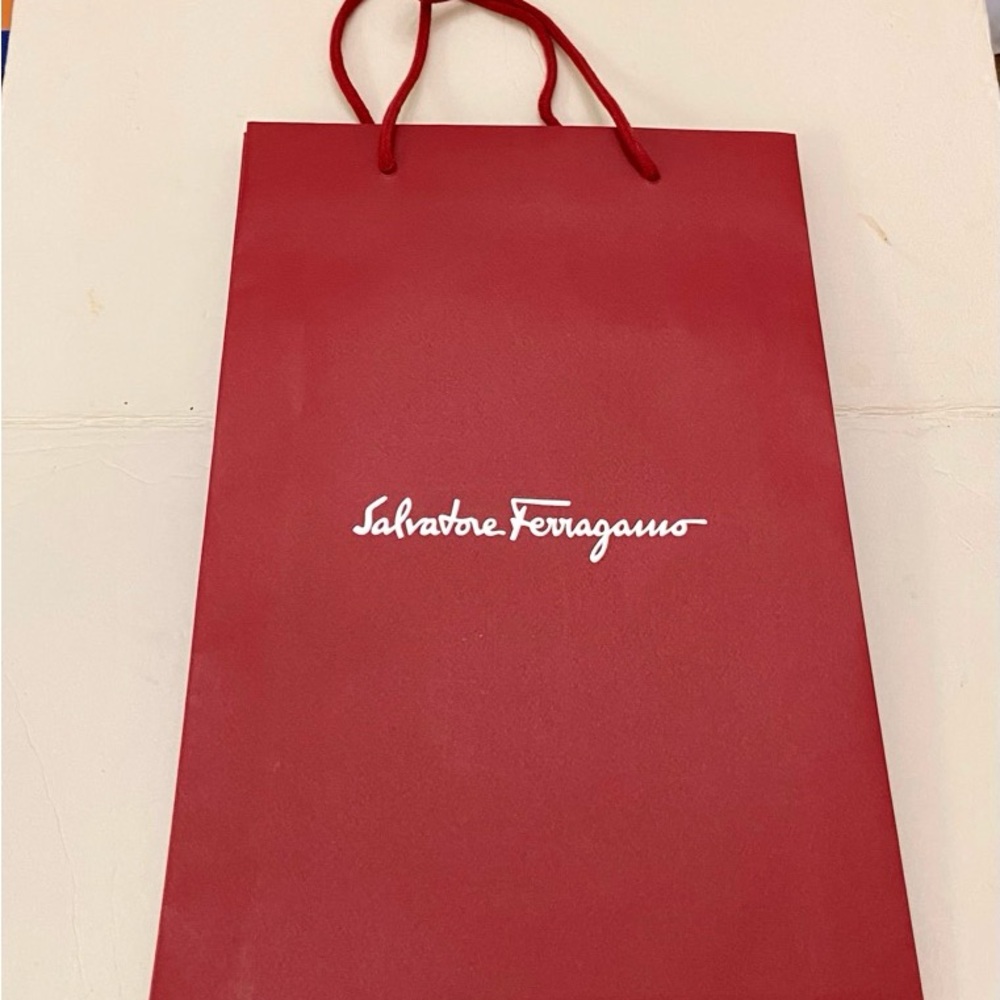 One Ferragamo Red Large Gift Bag 17in x 11in x 3In